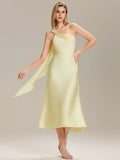One Shoulder Gathered Non-Stretch Midi Wrap Wedding Guest Dresses