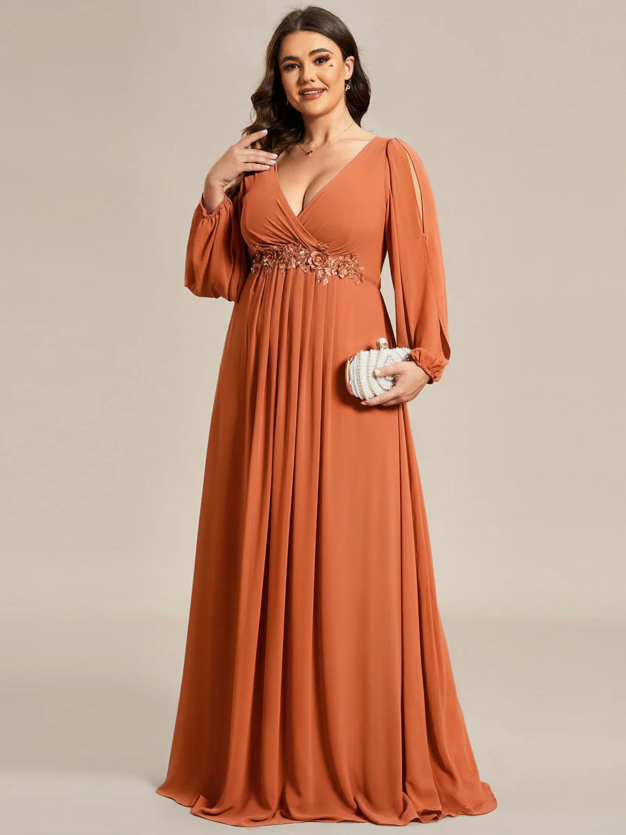 Floor Length Long Lantern Sleeves Wholesale Formal Dresses