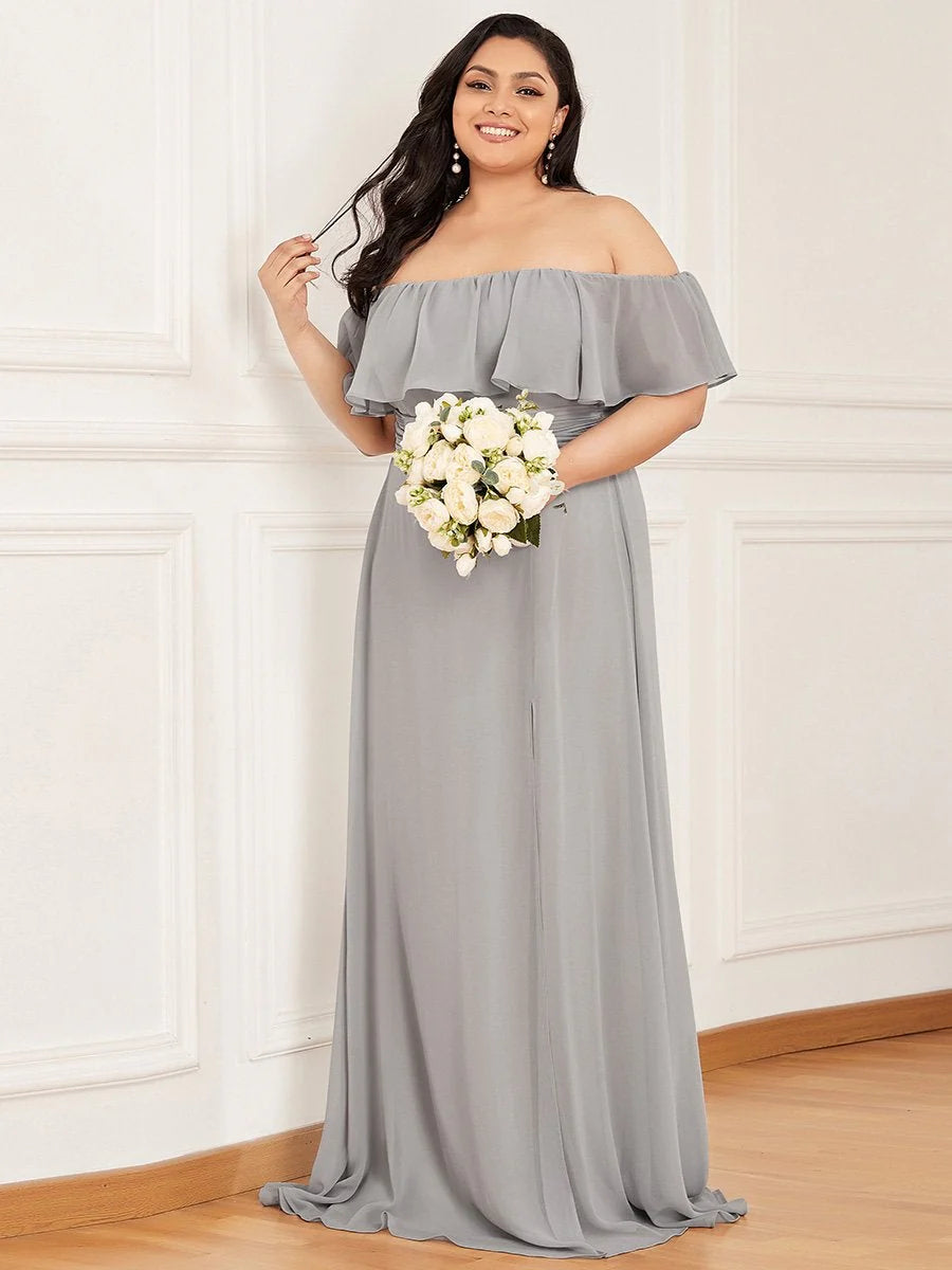 Women's Plus Size Ruffle Thigh Split Wholesale Bridesmaid Dresses