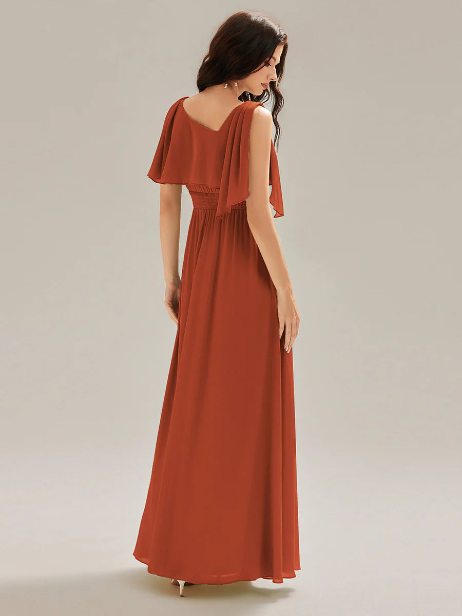 Sleeveless Halter Neck A-Line Floor Length Dress with Thigh-High Slit Bridesmaid Dresses