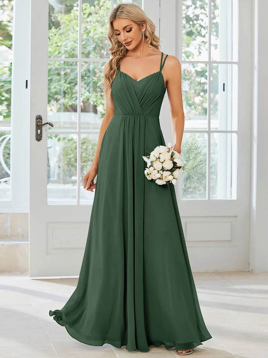 Lace V Back Chiffon Wholesale Bridesmaid Dresses