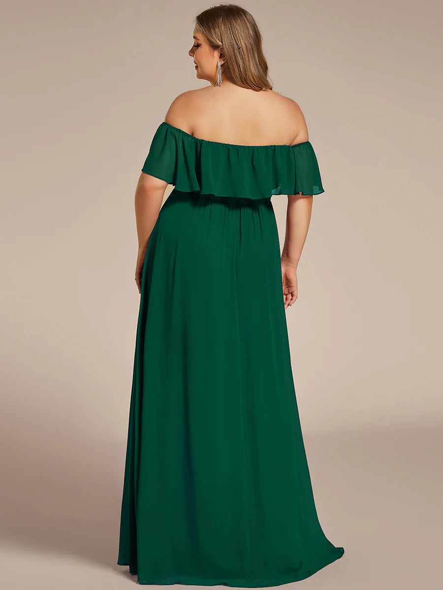 Women's Plus Size Ruffle Thigh Split Wholesale Bridesmaid Dresses