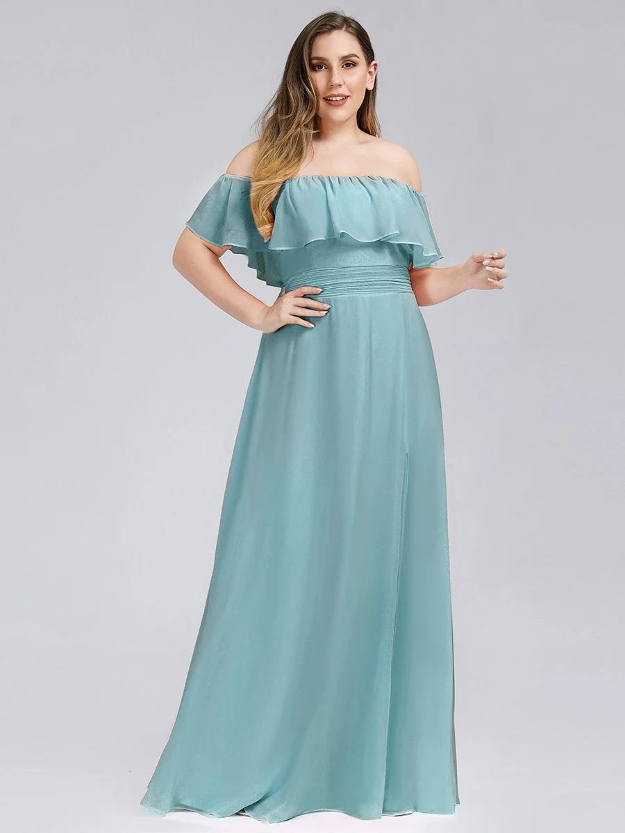 Women's Plus Size Ruffle Thigh Split Wholesale Bridesmaid Dresses