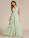Asymmetrical Sleeveless V-Neck A-Line Floor-Length Bridesmaid Dress