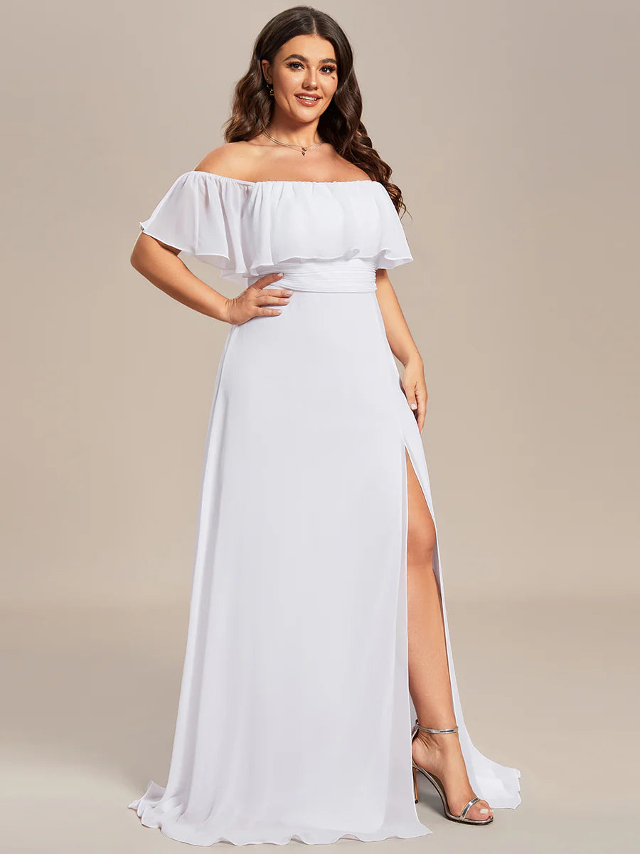Women's Plus Size Ruffle Thigh Split Wholesale Bridesmaid Dresses