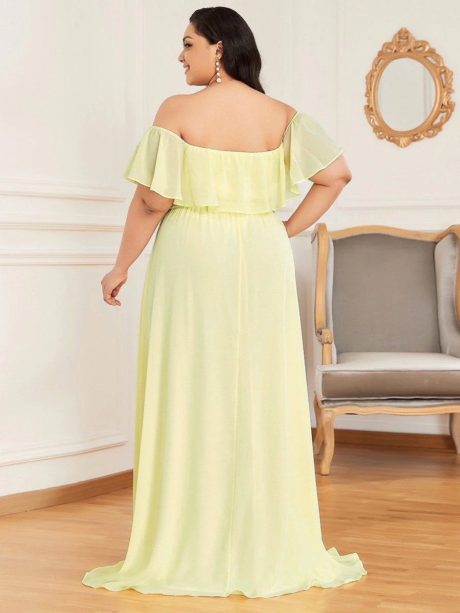 Women's Plus Size Ruffle Thigh Split Wholesale Bridesmaid Dresses