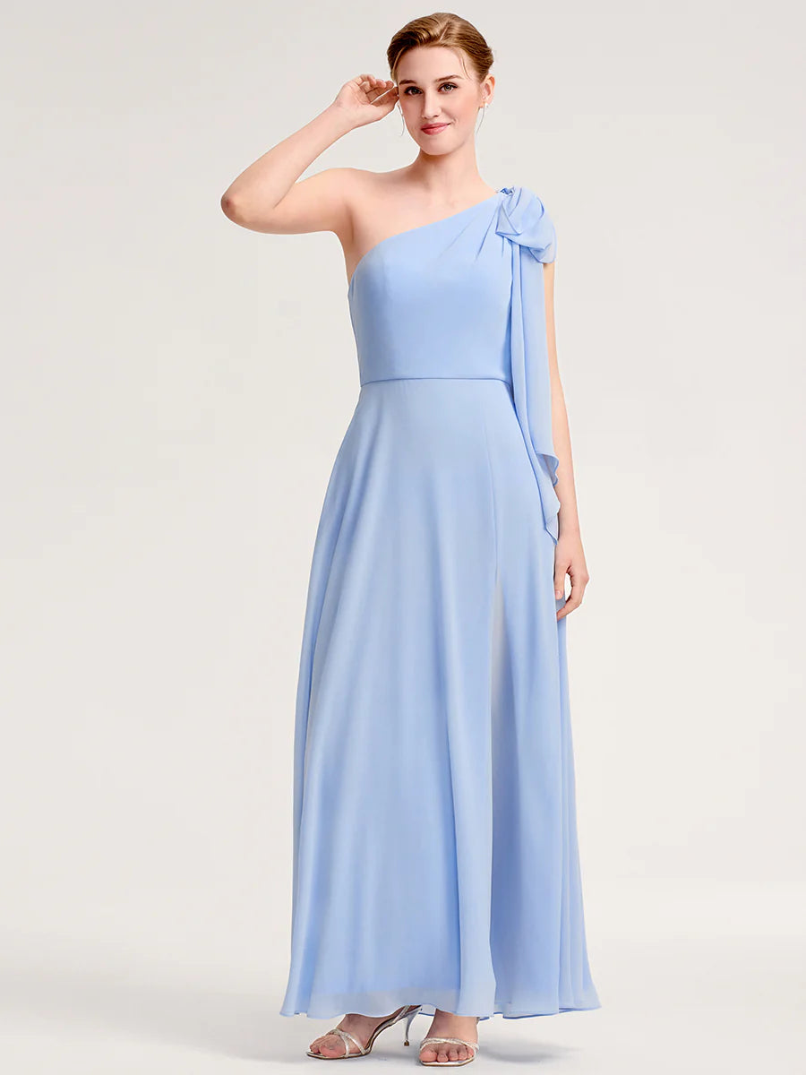 Sleeveless A-Line Floor Length Asymmetrical Dress with Thigh-High Slit