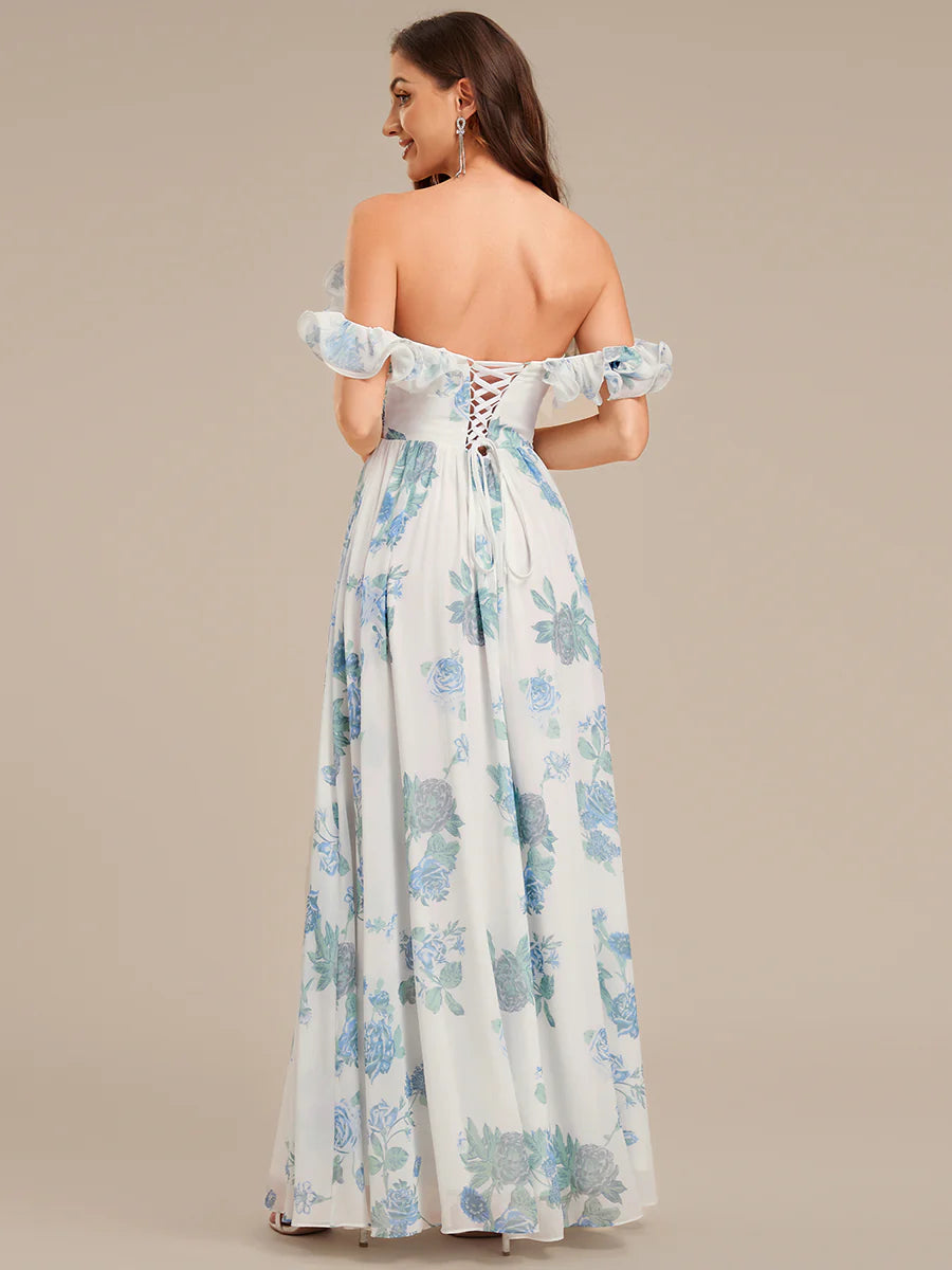 Short Sleeve Sweetheart Neck A-Line Floor Length Bridesmaid Dresses