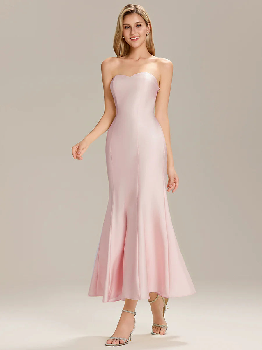 Strapless Fishtail High Stretch Maxi Wedding Guest Dress