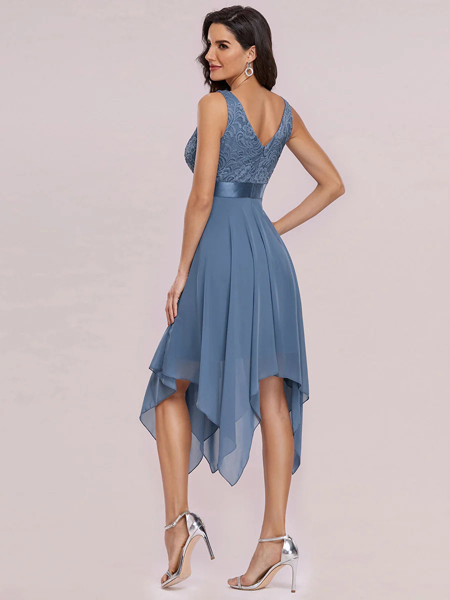 Bestsellers V Neck Lace Chiffon Homecoming Prom Dresses For Wholesale