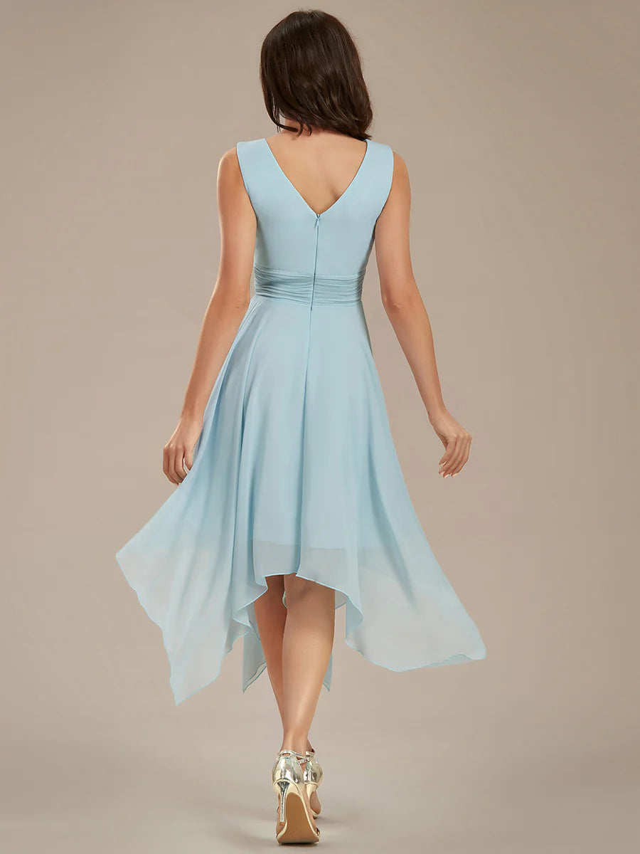 Pretty Wholesale Knee Length Chiffon Bridesmaid Dress with Irregular Hem