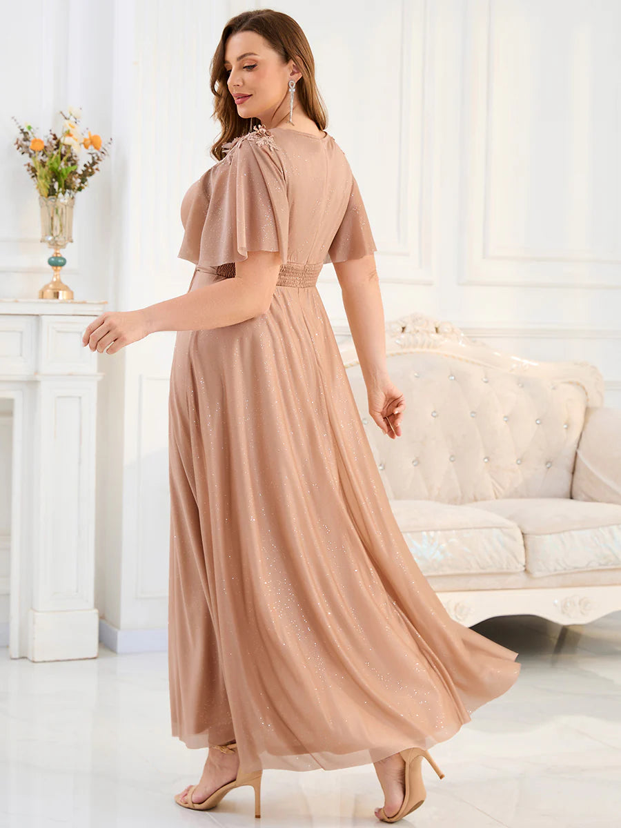 Bulk Wholesale Evening Sequin Dresse with Pleated Applique Details