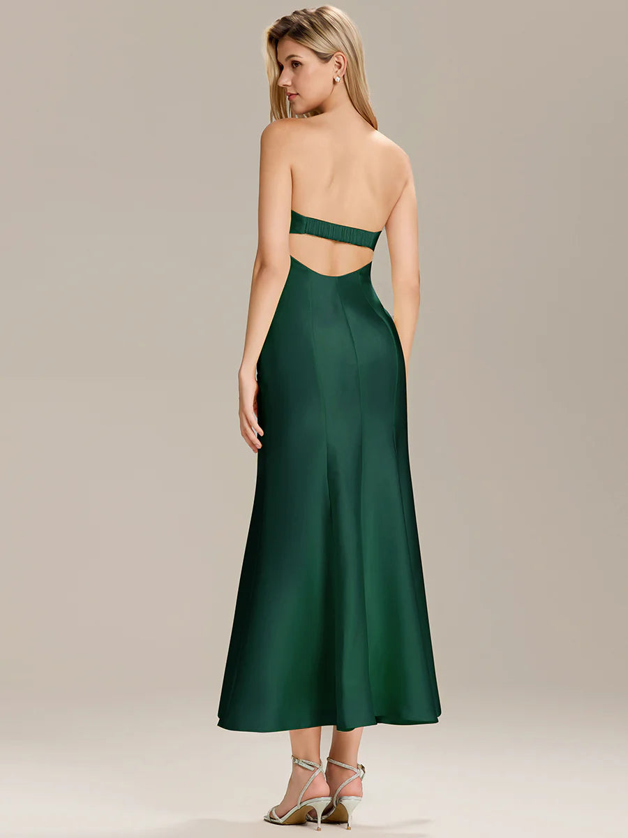 Strapless Fishtail High Stretch Maxi Wedding Guest Dress