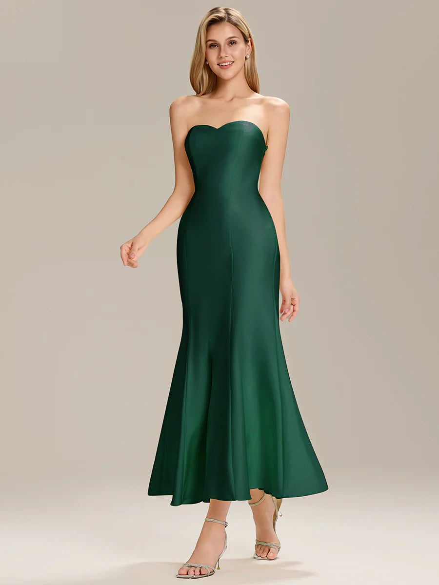 Strapless Fishtail High Stretch Maxi Wedding Guest Dress