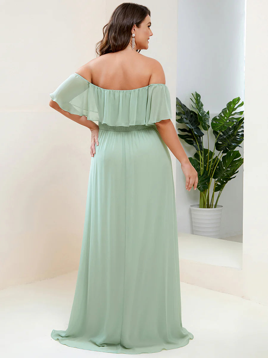 Women's Plus Size Ruffle Thigh Split Wholesale Bridesmaid Dresses