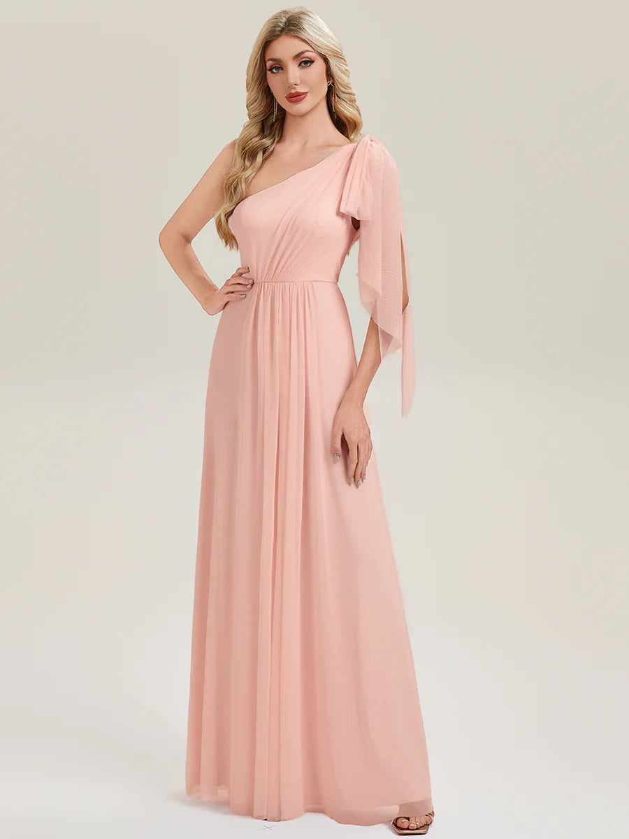 Bulk Order Sleeveless Asymmetrical A-Line High Stretch Floor Length Bridesmaid Dresses