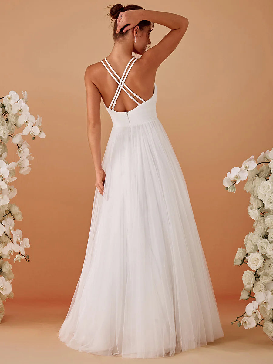 Backless V Neck Appliques Mesh Wholesale Bridesmaid Dresses