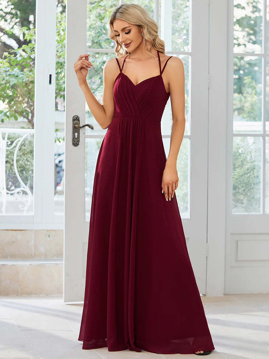 Lace V Back Chiffon Wholesale Bridesmaid Dresses