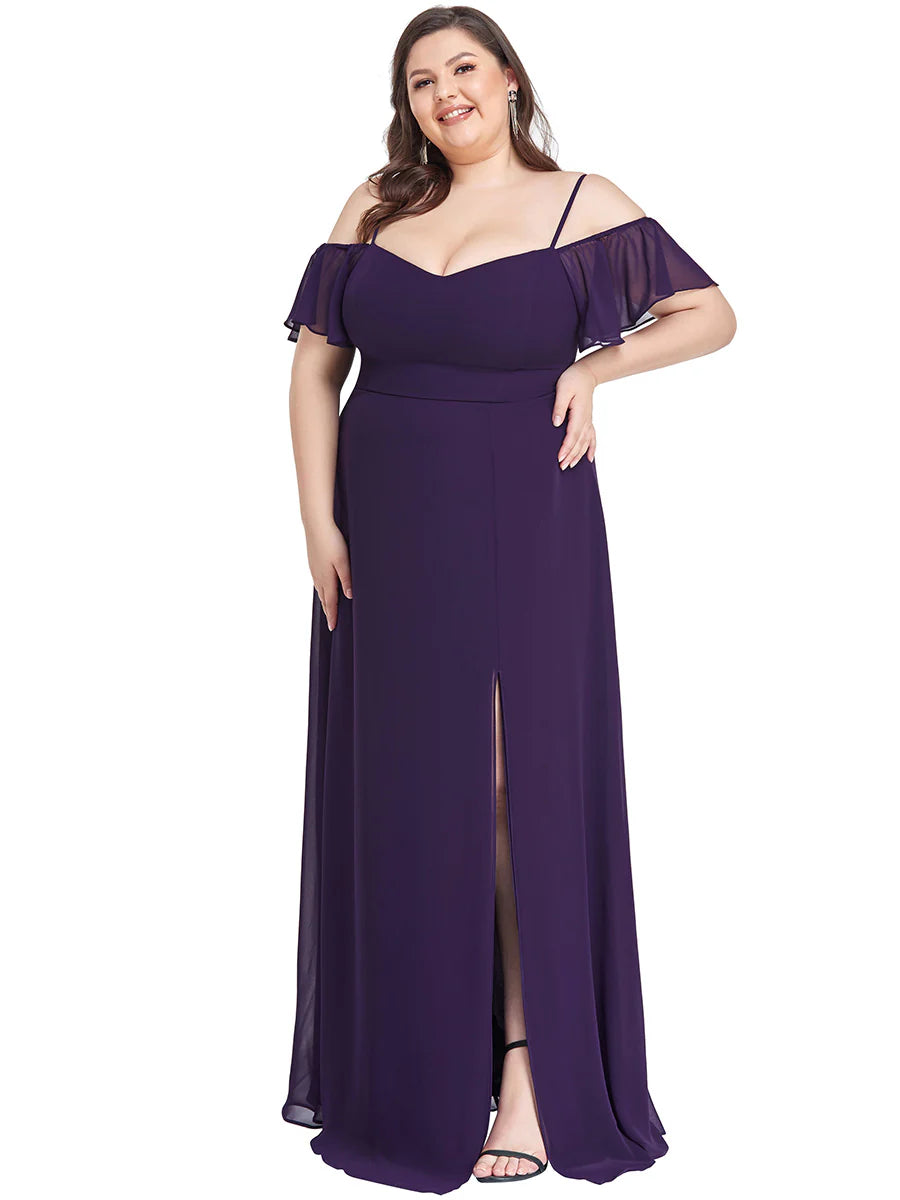 Plain Solid Color Plus Size Wholesale Chiffon Bridesmaid Dress