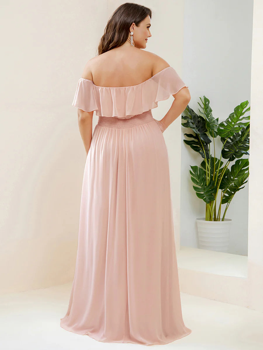 Women's Plus Size Ruffle Thigh Split Wholesale Bridesmaid Dresses