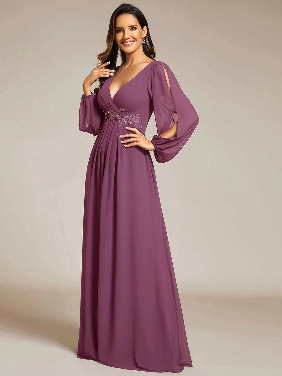 Floor Length Long Lantern Sleeves Wholesale Formal Dresses