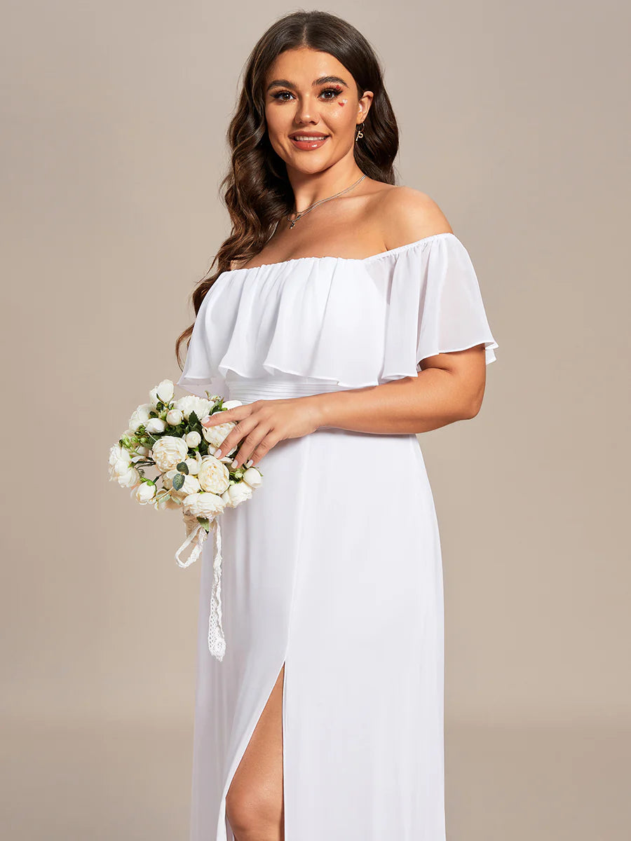 Women's Plus Size Ruffle Thigh Split Wholesale Bridesmaid Dresses