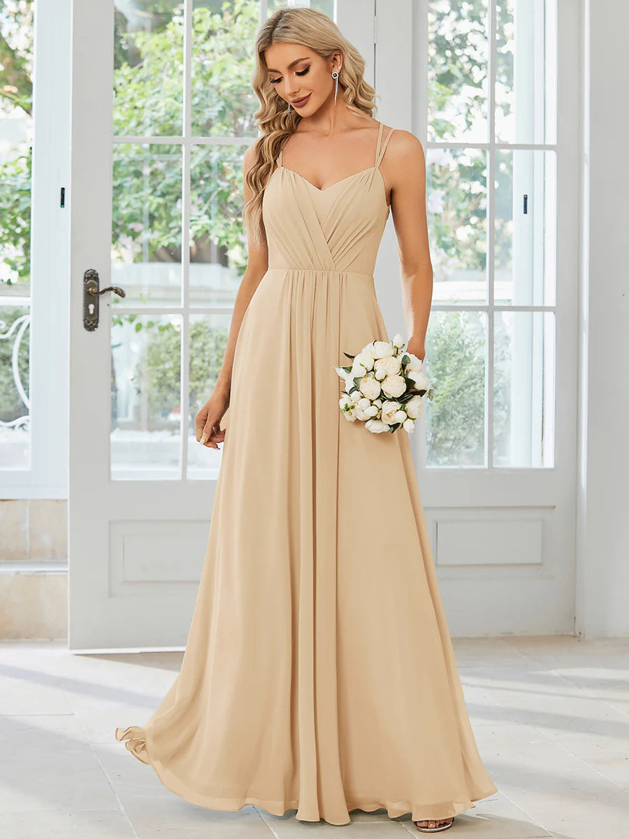 Lace V Back Chiffon Wholesale Bridesmaid Dresses