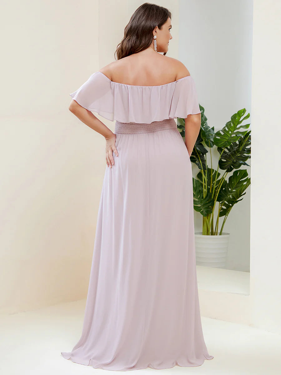 Women's Plus Size Ruffle Thigh Split Wholesale Bridesmaid Dresses