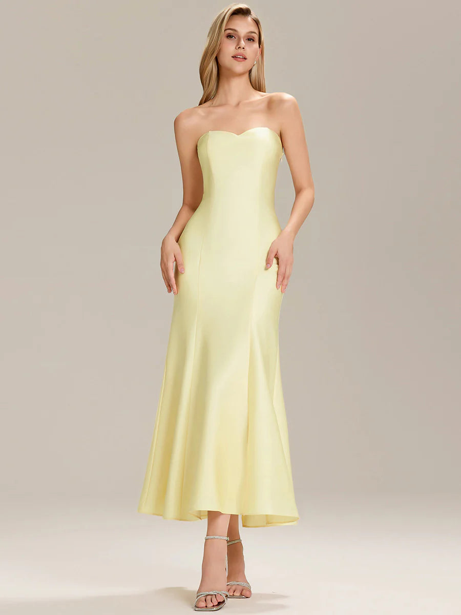 Strapless Fishtail High Stretch Maxi Wedding Guest Dress