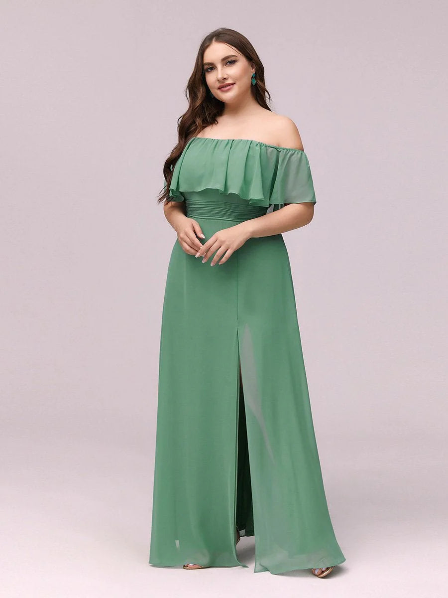 Women's Plus Size Ruffle Thigh Split Wholesale Bridesmaid Dresses