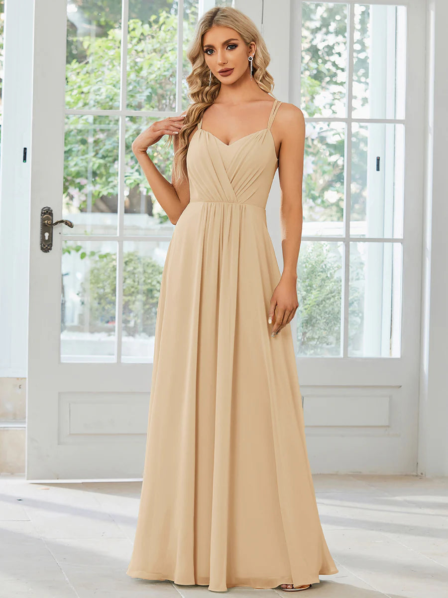 Lace V Back Chiffon Wholesale Bridesmaid Dresses
