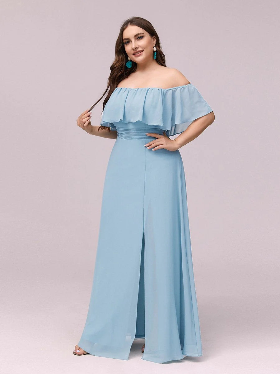 Women's Plus Size Ruffle Thigh Split Wholesale Bridesmaid Dresses