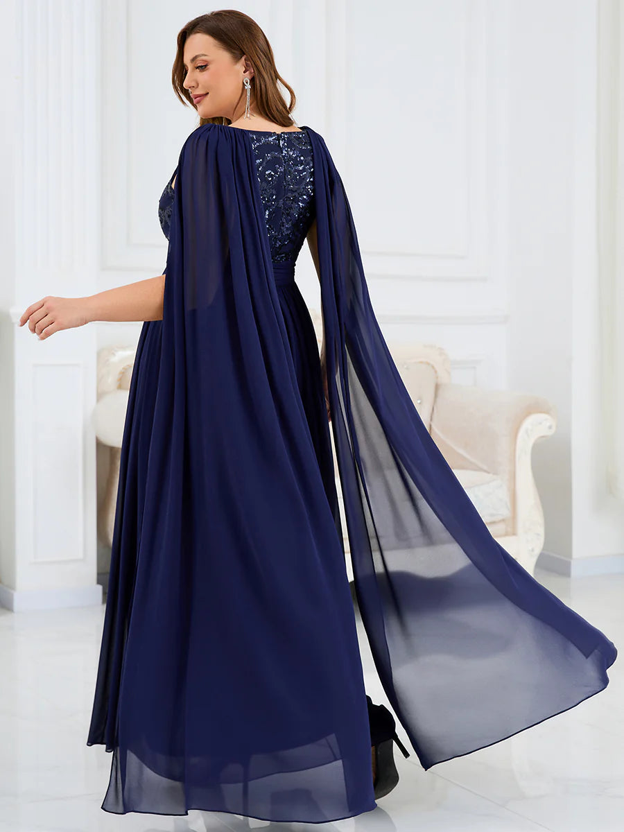 Bulk Wholesale Evening Sequin Chiffon Dresse with Sequin Applique