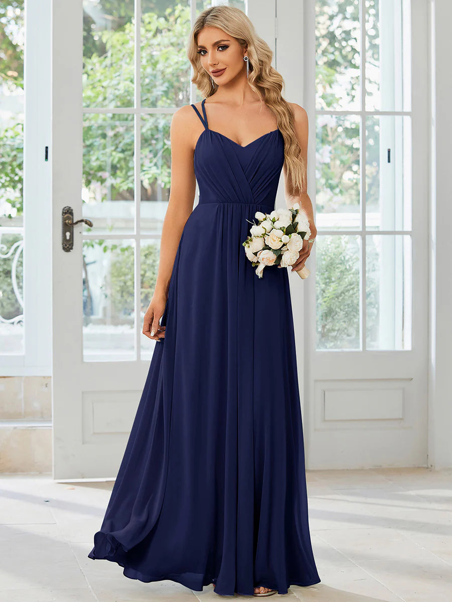 Lace V Back Chiffon Wholesale Bridesmaid Dresses