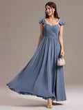 Custom Made Sleeveless One Shoulder Pleated A-Line Floor Length Bridesmaid Dresses