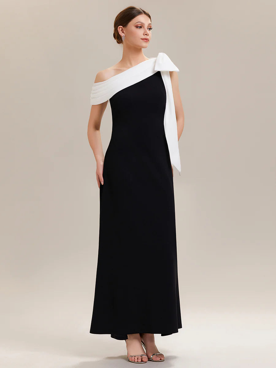 B2B-Exclusive Asymmetrical Sleeveless High Stretch Sheath Floor Length Wedding Guest Dress