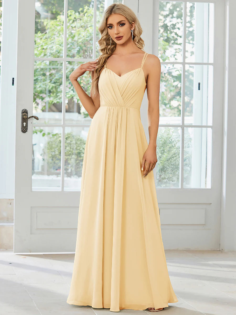 Lace V Back Chiffon Wholesale Bridesmaid Dresses