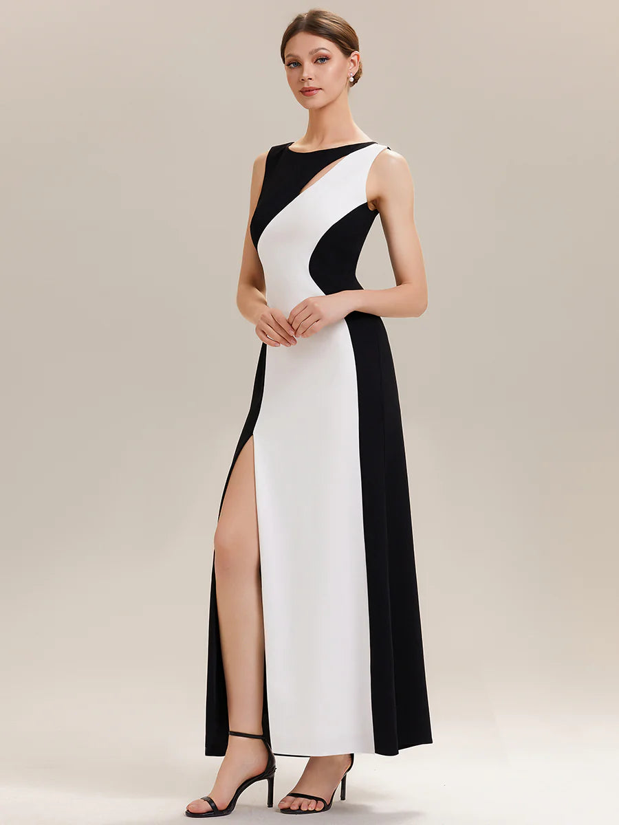 Commercial Wholesale Strapless High Stretch Bodycon Round Neck Maxi Wedding Guest Dress