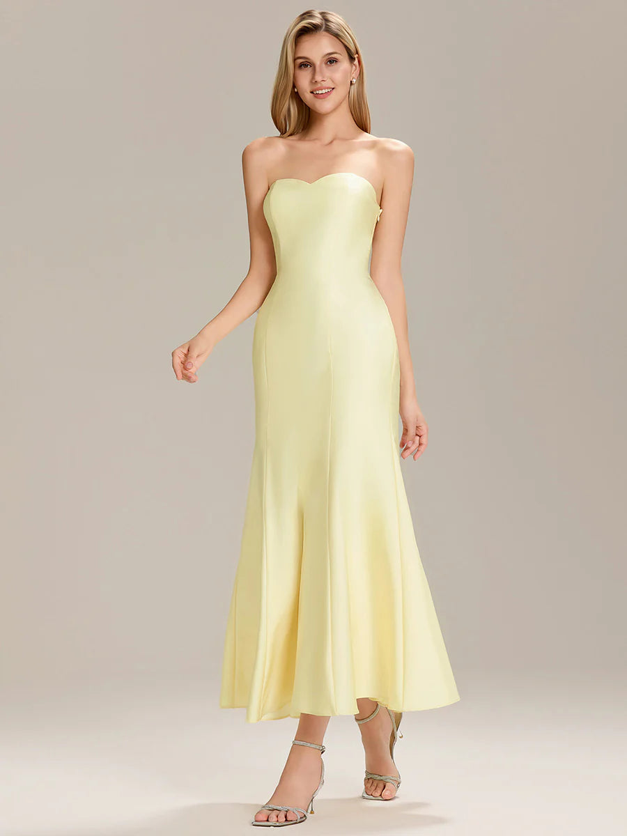 Strapless Fishtail High Stretch Maxi Wedding Guest Dress