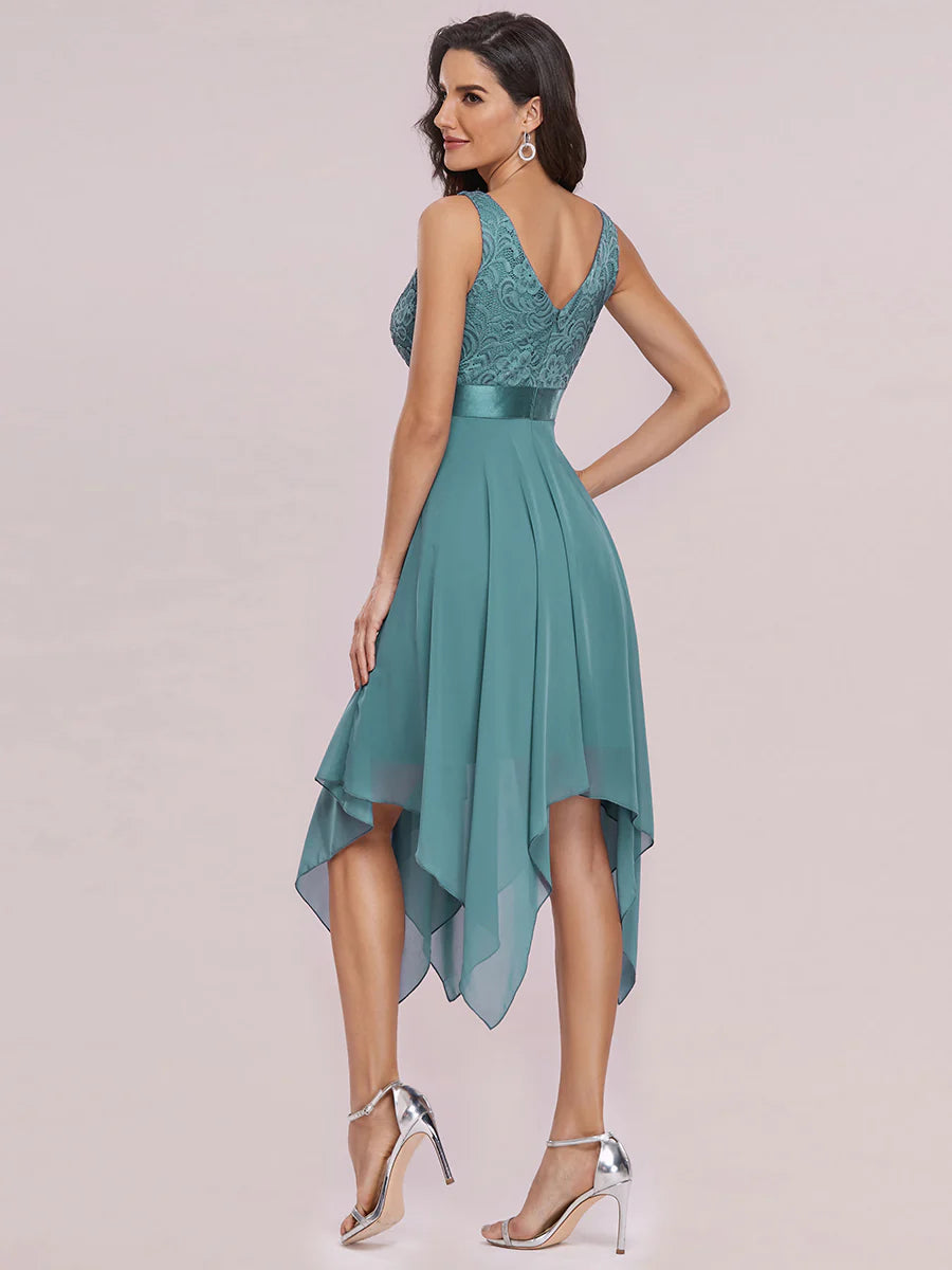 Bestsellers V Neck Lace Chiffon Homecoming Prom Dresses For Wholesale