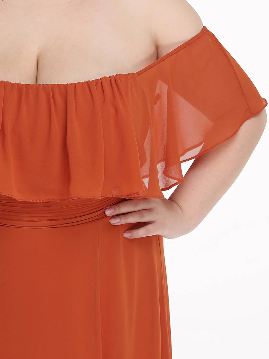 Women's Plus Size Ruffle Thigh Split Wholesale Bridesmaid Dresses