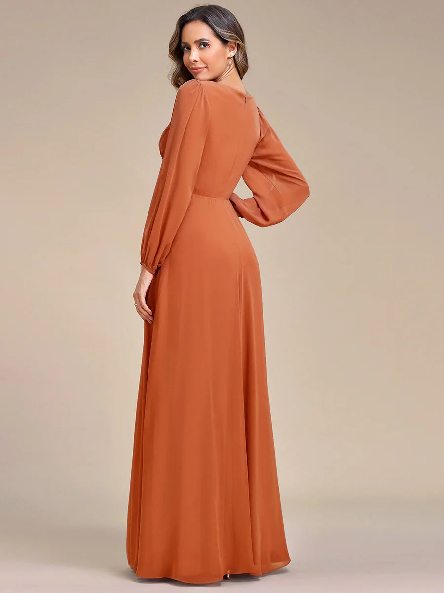 Floor Length Long Lantern Sleeves Wholesale Formal Dresses