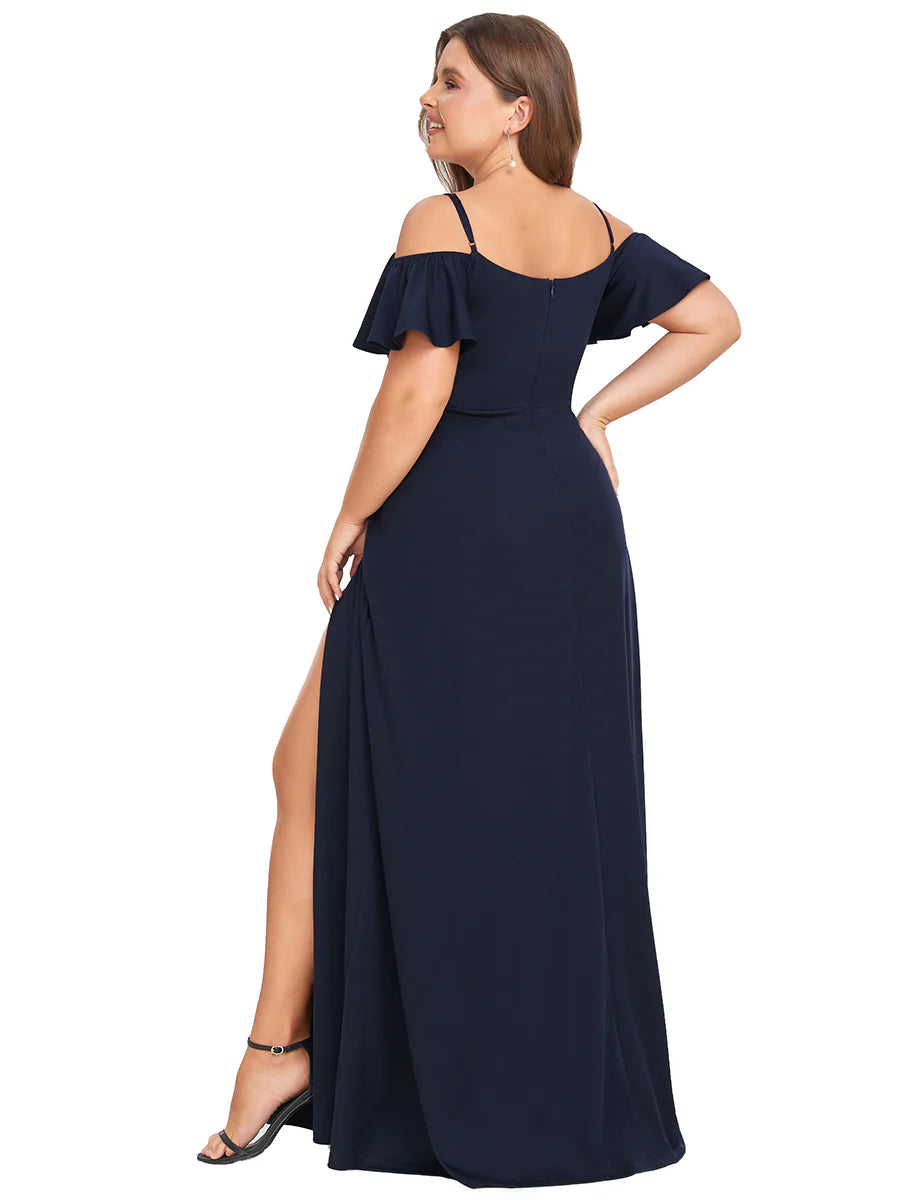 Plus Off Shoulder Floor Length A Line Sleeveless Wholesale Knitted Evening Dresses