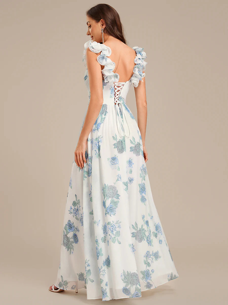 Short Sleeve Sweetheart Neck A-Line Floor Length Bridesmaid Dresses