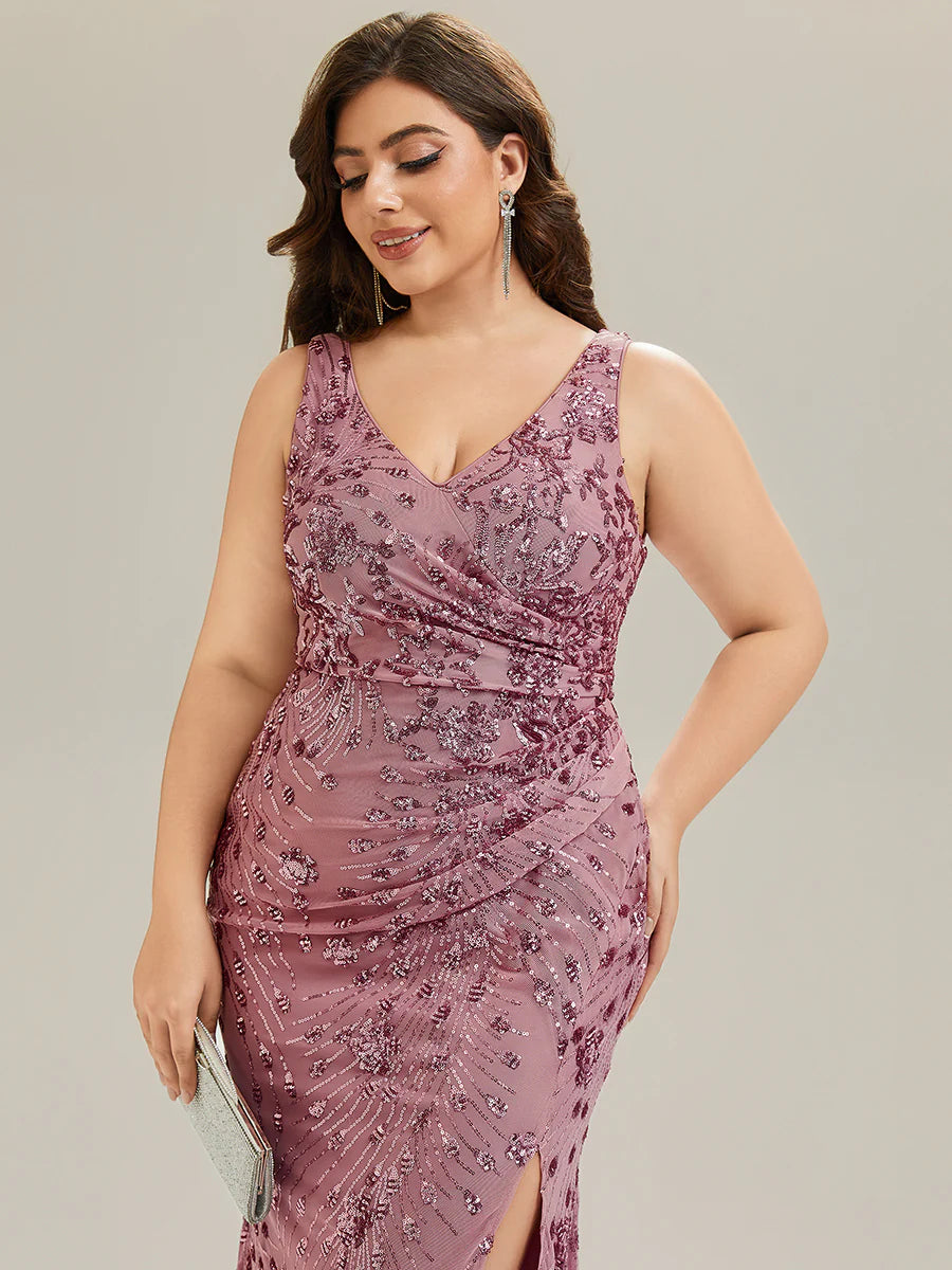 Wholesale Strapless Deep V-Neck Fishtail Maxi Dress with High Stretch Evening Dresses