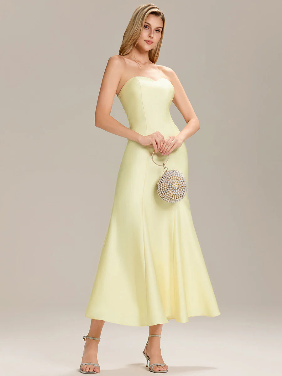 Strapless Fishtail High Stretch Maxi Wedding Guest Dress