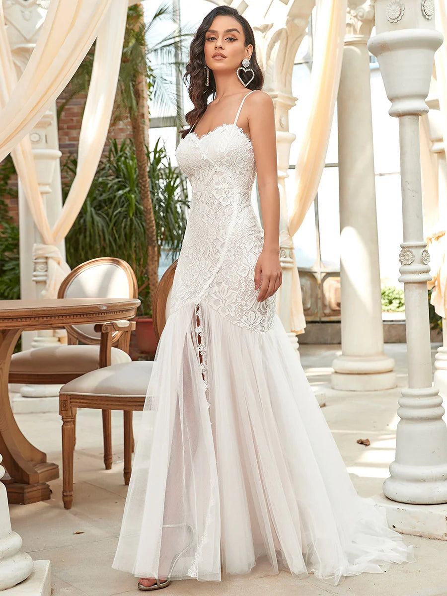 Sleeveless Sweetheart Neck Split Wholesale Wedding Dresses