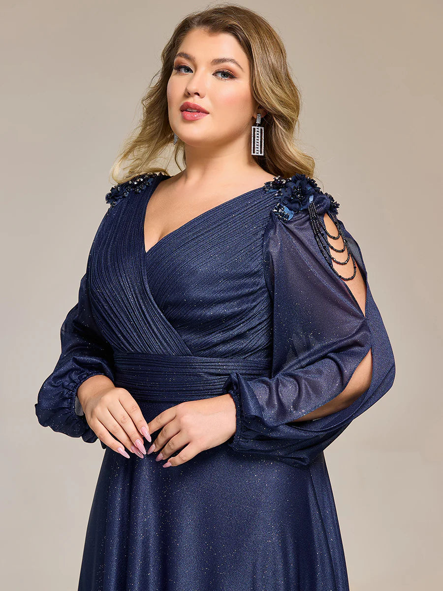 Wholesale Bulk order Split Evening Chiffon Dress with Bead or hot drill decoration