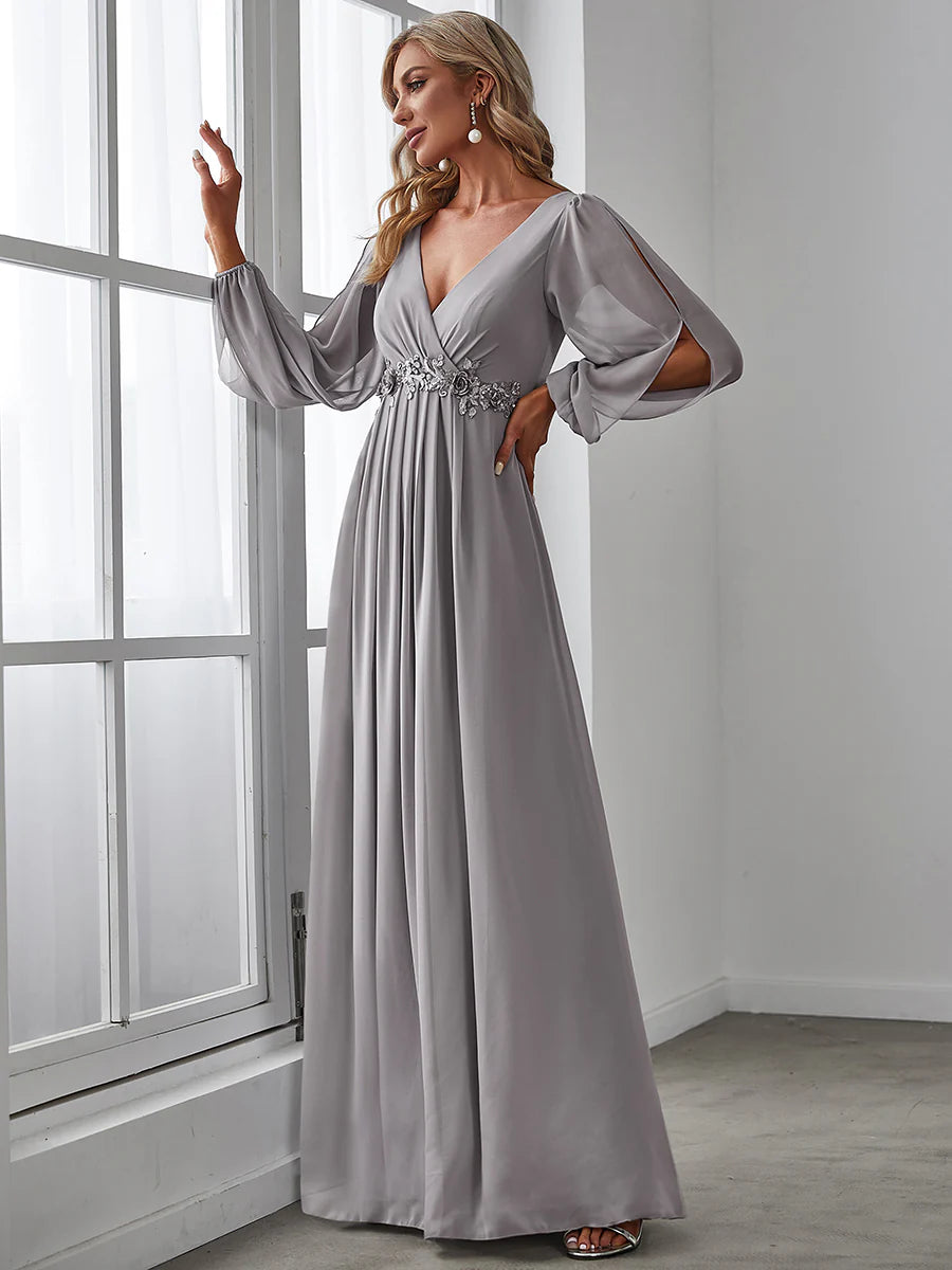 Floor Length Long Lantern Sleeves Wholesale Formal Dresses