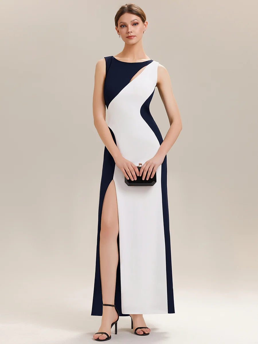 Commercial Wholesale Strapless High Stretch Bodycon Round Neck Maxi Wedding Guest Dress